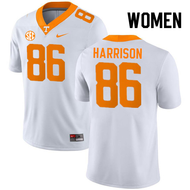 Women #86 Cole Harrison Tennessee Volunteers College Football Jerseys Stitched-White